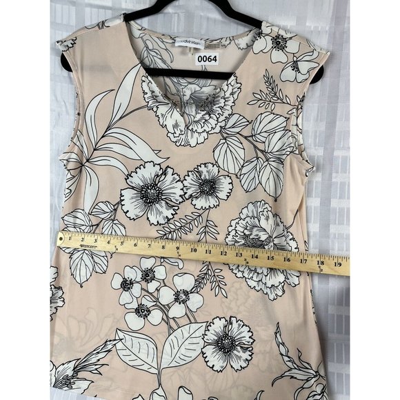 Calvin Klein Women Pink Peach Cap Sleeve T-Shirt M Chain Links - Picture 5 of 7